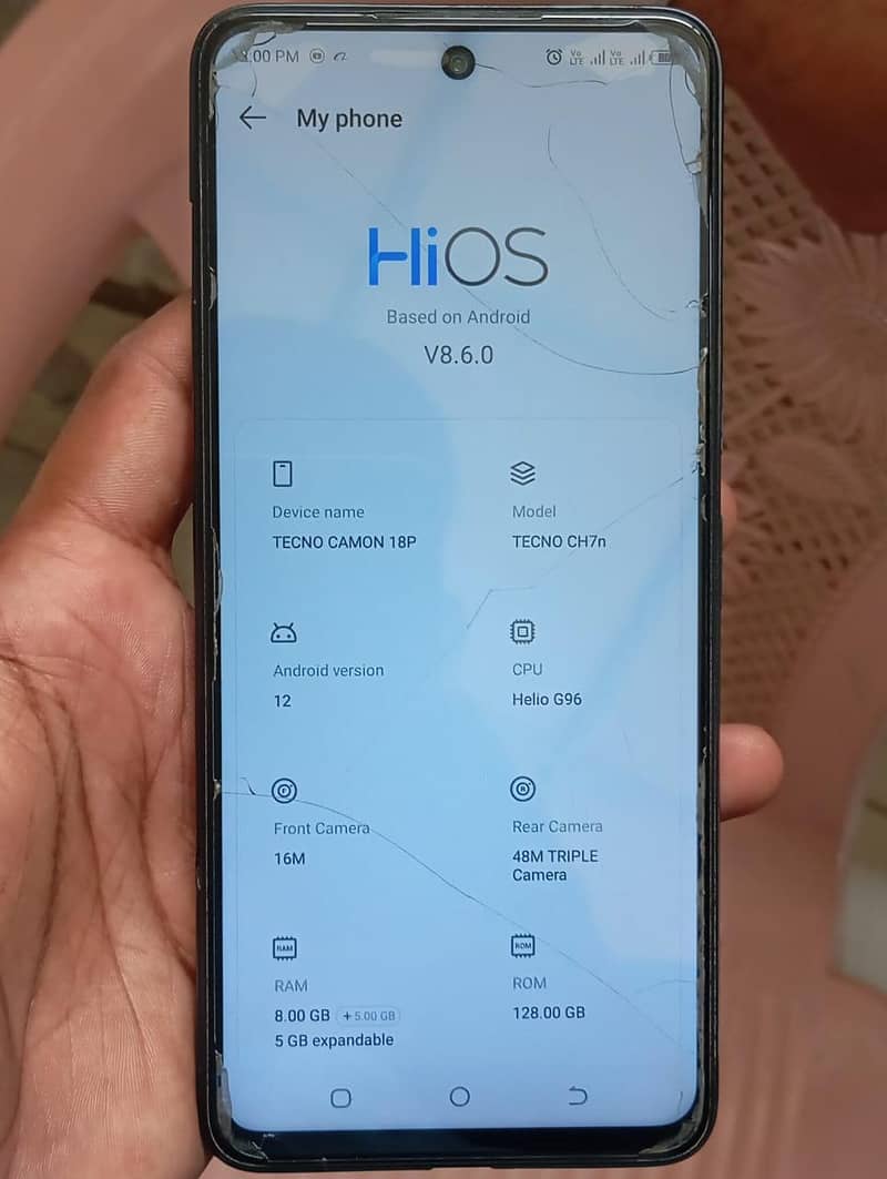 tecno camon 18p  8/128 only mobile. read add 1