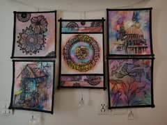 Colourful mix media paintings