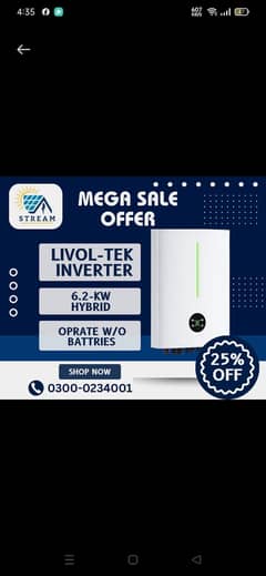 Solar Inverter LIVOLTEC 6.2KV IP 21 HYBRID