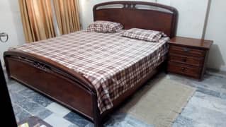 Wooden BEDROOM SET WITH SIDE TABLES, without mattress