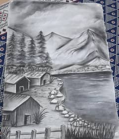 sketching  charcoal pencil  or oil pastel colour