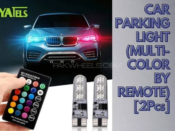Car Parking Light (Multicolor by Remote) RGB T10 W5W LED Car Clearance Lights SMD RGB [2 Pcs]
