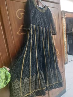 alkaram luxury collection black kali frock on net