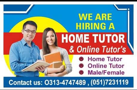 MAlE & FEMALE TEACHER/FACULTY REQUIRED / JINNAH TUTOR ACADEMY