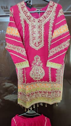pink embroidered Sharara suit