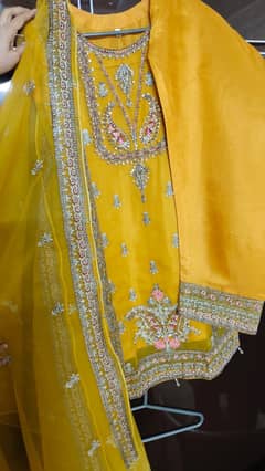 embroidered 3 piece organza dresses  handmade work