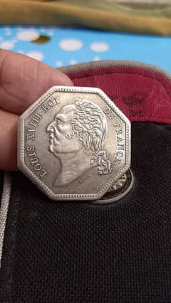 KING LOUIS XVIII ROI DE FRANCE 1888, OLD & ANTIQ OCTAGONAL SILVER COIN
