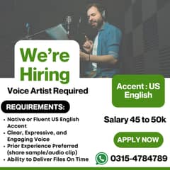 Hiring Voice Over Artist - Male & Female Jobs - Office Work