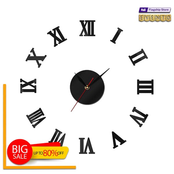 EVENTO Roman 3D Wooden Wall Clock - DIY Quartz Watch for Home and Office Decoration