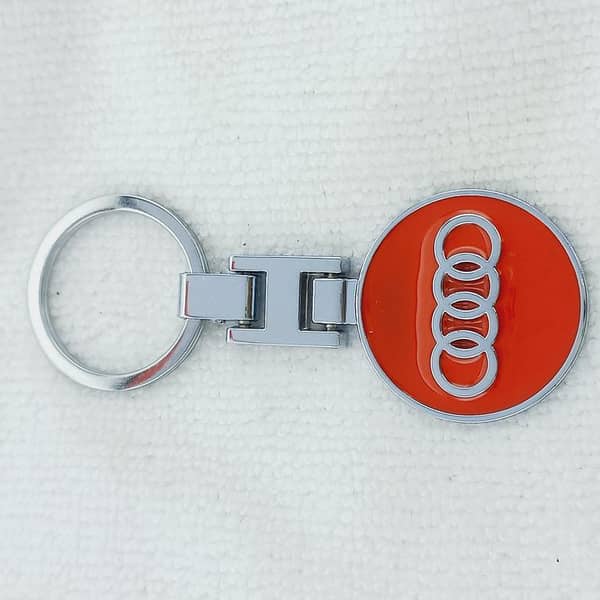Audi Logo 3D Metal Keychain in Red