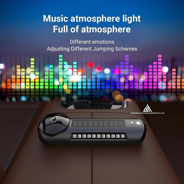 Solar-Powered Smart Car Air Freshener and Diffuser with Auto On/Off, 3 Adjustable Modes, Built-in Battery, Ambient Light (Black)