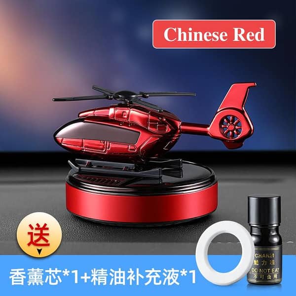 Chinese Red Solar Military Helicopter Car Perfume with Free Refill