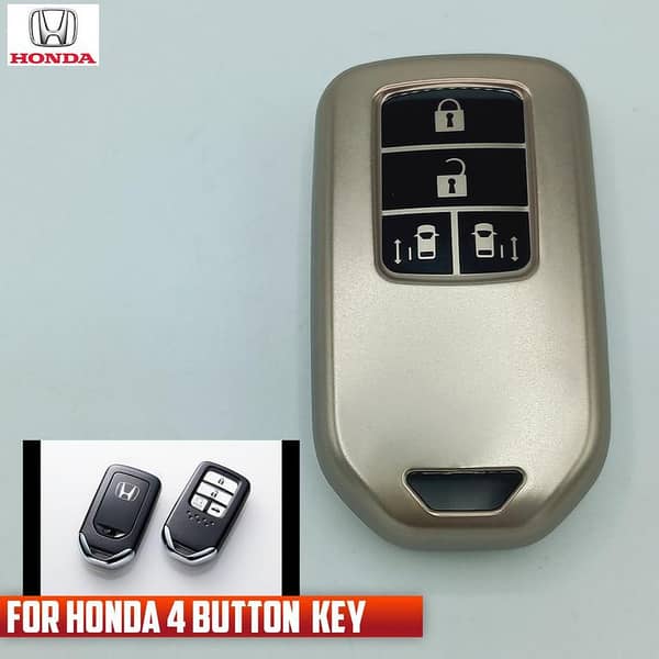 TPU Key Cover for Honda 4-Button Remote Key - GUN Metallic Finish