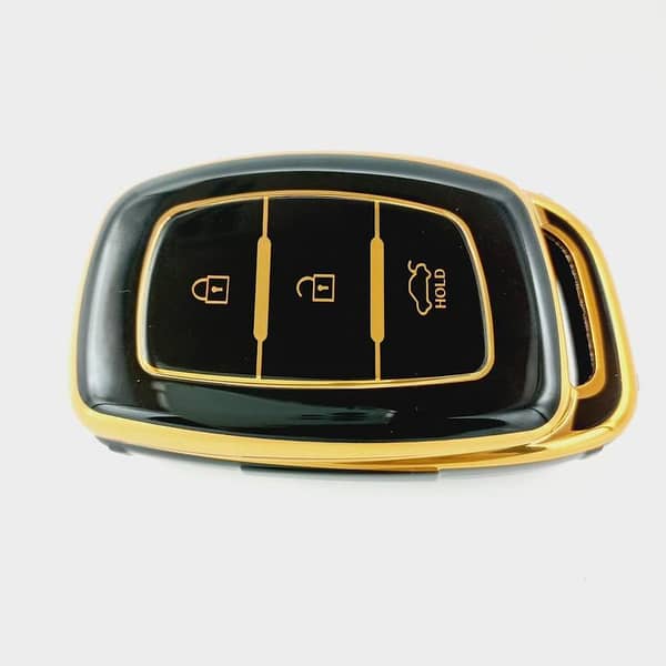 Hyundai Tucson TPU Remote Key Cover - Black and Gold
