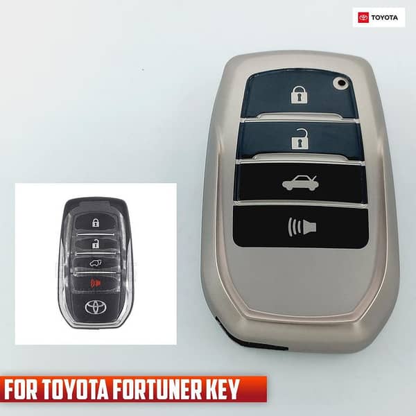 TPU Key Cover for Toyota Fortuner 4-Button Remote - GUN Metallic