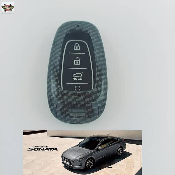 Key Protective Cover Case for Hyundai Sonata in Hard Carbon Fiber