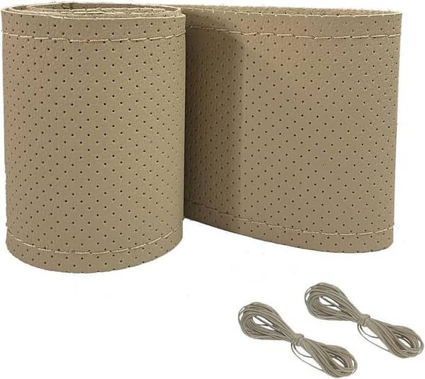 DIY Universal Leather Steering Wheel Cover - Breathable and Anti-Slip, 15-Inch (Beige)