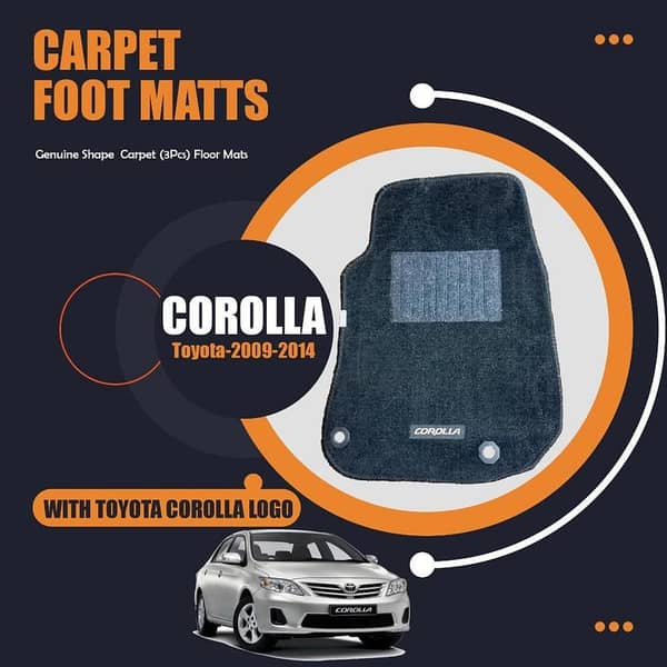 Toyota Corolla 2009-2014 Black Floor Carpet Mats - Set of 3