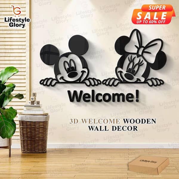 EVENTO 3D Wooden Wall Art: Welcome to Our Home - Family Laser Cut DIY Decor Piece for Bedrooms and Gifts