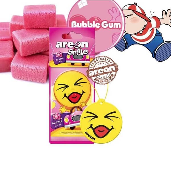 AREON Smile I Emoji Design Bubble Gum Hanging Car Air Freshener