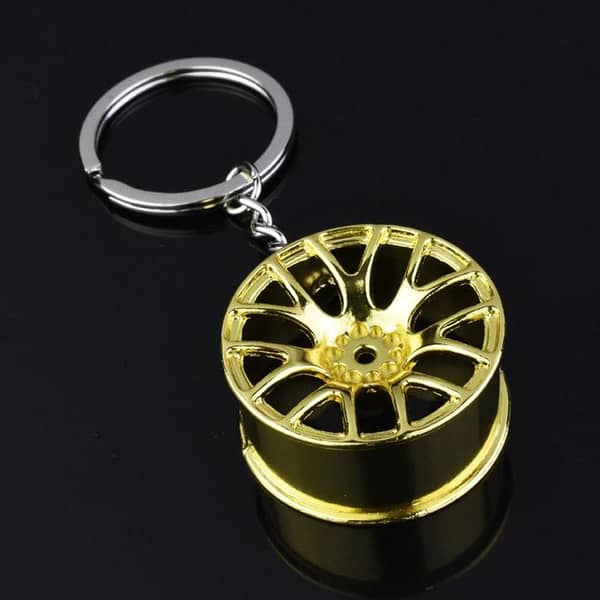 Gold Metal Tire Rim Key Chain