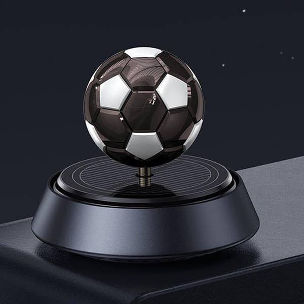 Car Air Freshener with Solar Rotating Football Design - Black