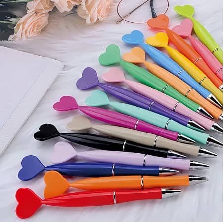 Twistable Heart-Shaped Ballpoint Pen Set - Multi-Color Wide Head Pens for Stationery, Office, and School Use