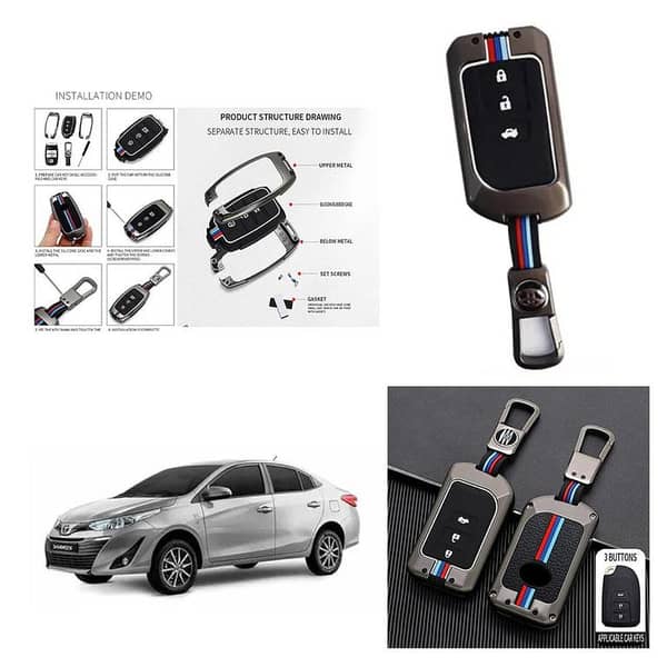 Toyota Yaris Key Cover (2020-2022) with Metal Shell