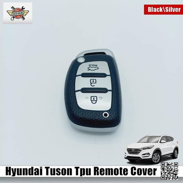 Black and Silver TPU Key Remote Cover for Hyundai Tucson