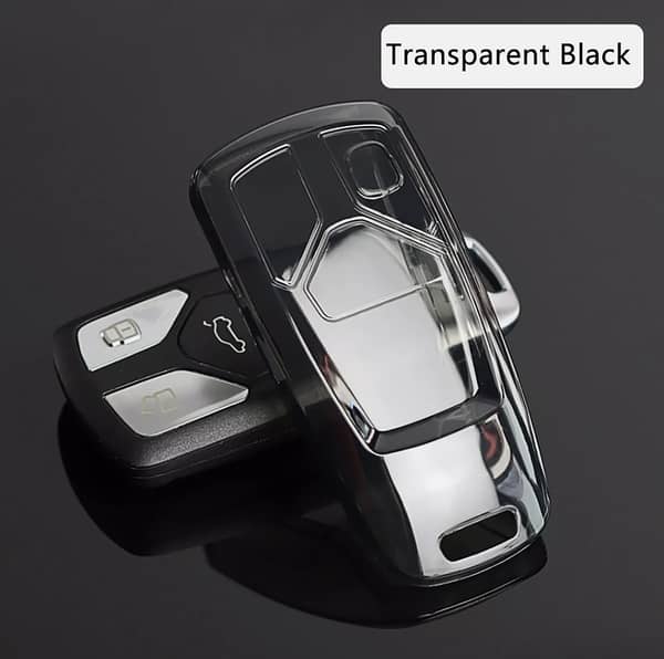 Transparent Smoke TPU Key Cover for Audi A4, A5, Q5, S5, SQ5, and TT Smart Keys