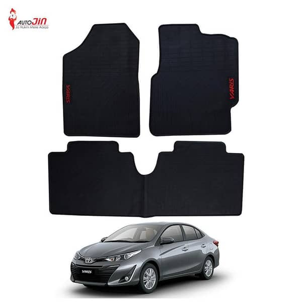 Toyota Yaris 2020-21 Black Latex Rubber Floor Mats