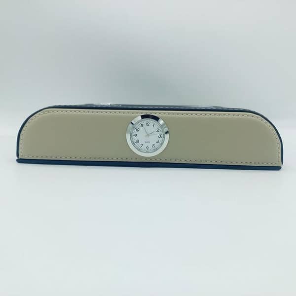 CAR TISSUE BOX WITH CLOCK - Black and Beige