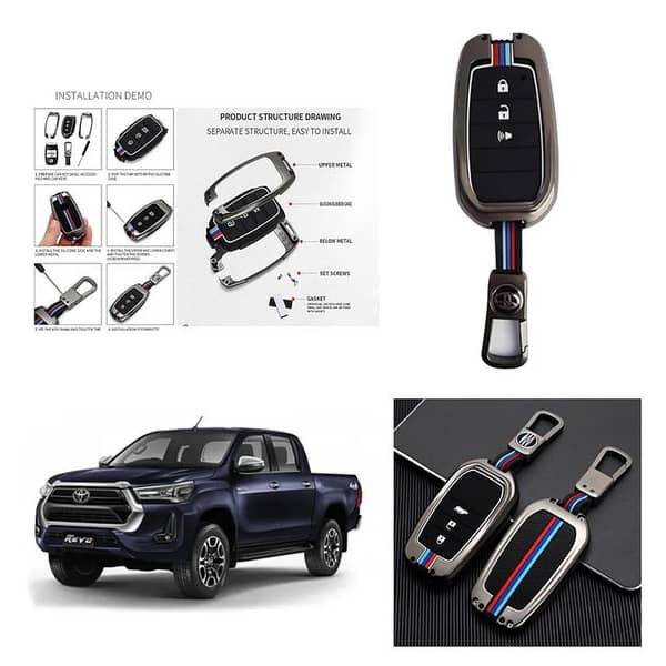 Key Cover with Metal Shell for 2016-2022 Toyota Hilux Revo