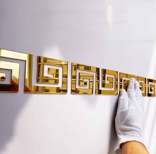 EVENTO Golden Acrylic Self-Adhesive Building Border | 3D Laser Cut Wall Decor for Home and Living Rooms | Ideal for Girls' Rooms and Gifts