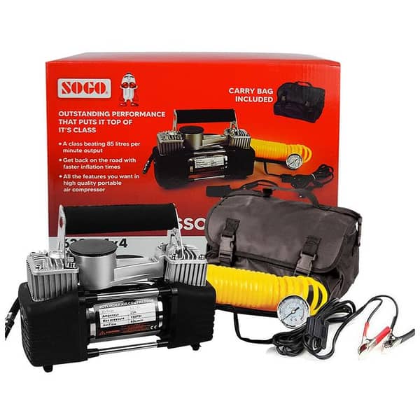 Heavy Duty 12V Car Dual Air Compressor - 150 PSI Pump