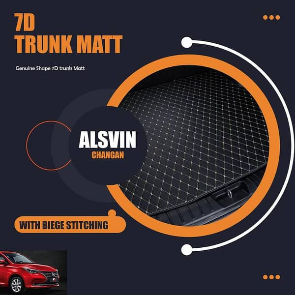 Changan Alsvin 7D Trunk Mat with Beige Stitching and Original Fit