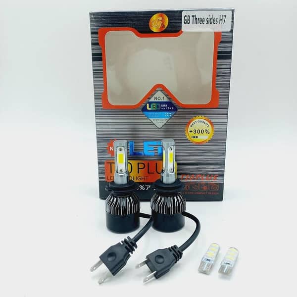 H7 T10 Plus LED Headlight Bulbs with 3 Sided Chip and Free Parking Bulbs