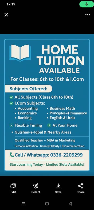 Home Tuition Available