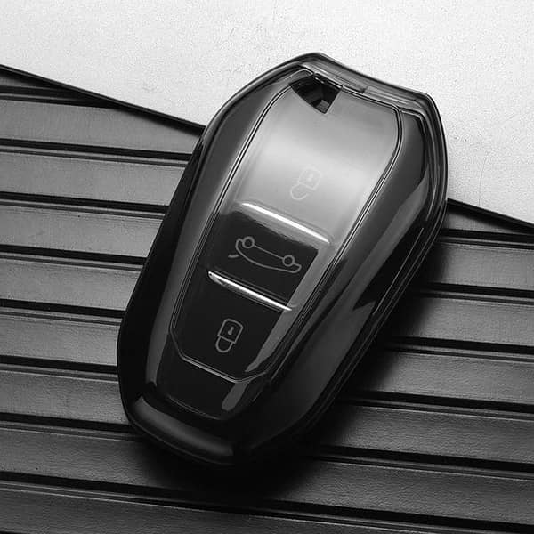 Peugeot Transparent Smoke TPU Key Cover - Smart Key Protection