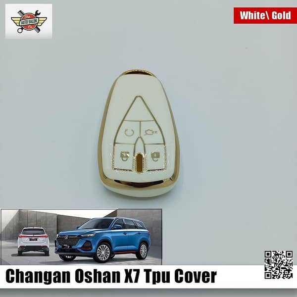 Changan Oshan X7 Remote Key Cover in White and Gold
