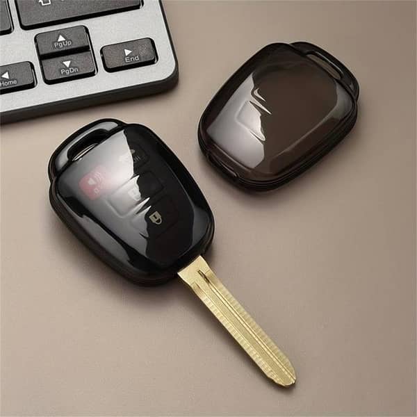Toyota Corolla TPU 4 Button Smart Key Cover in Transparent Smoke