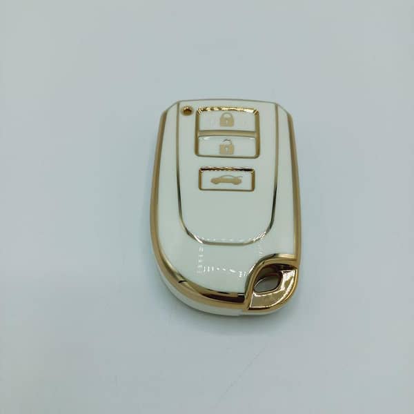 White-Gold Toyota Yaris Remote TPU Key Cover
