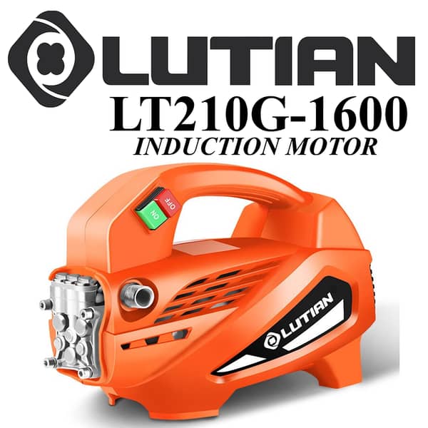 LUTIAN LT210G-1600 Commercial Pressure Washer - 130 Bar, 1600 Watts Induction Motor, Self-Priming, Portable