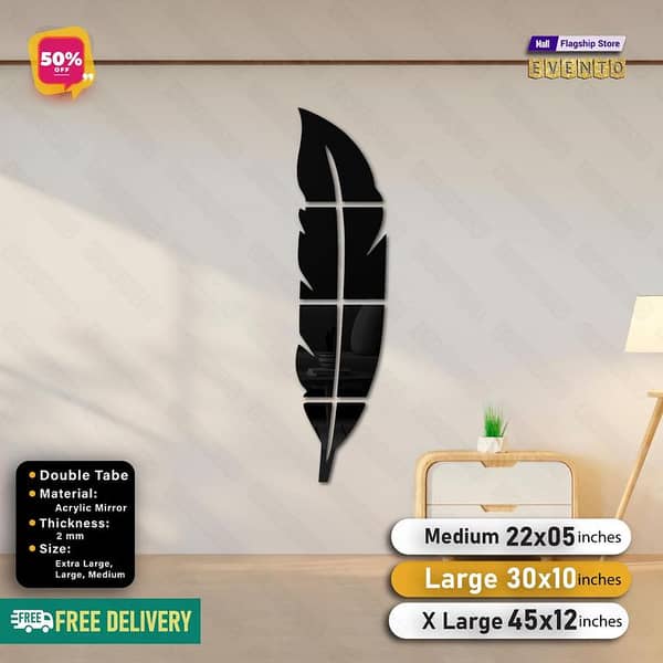 Evento 3D Acrylic Mirror Wall Leaf Sticker Sets for Home, Living Room, Bedroom, Office Decoration, and Gifts