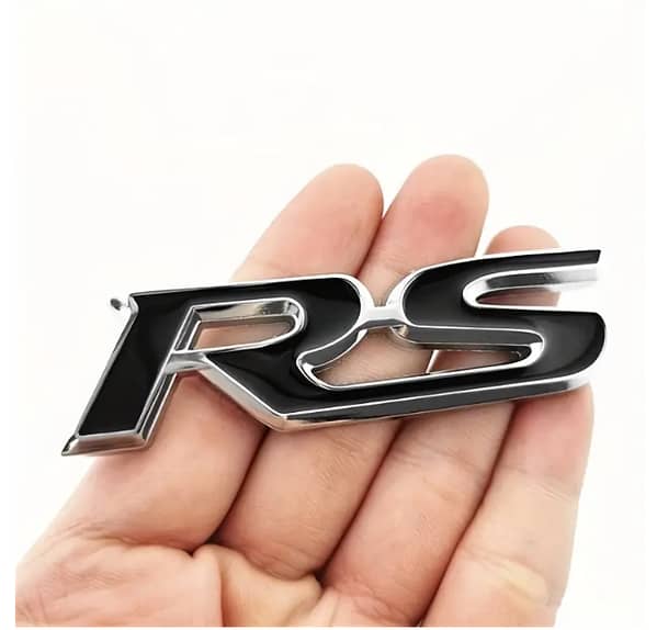 RS Metal Car Emblem in Black and Silver