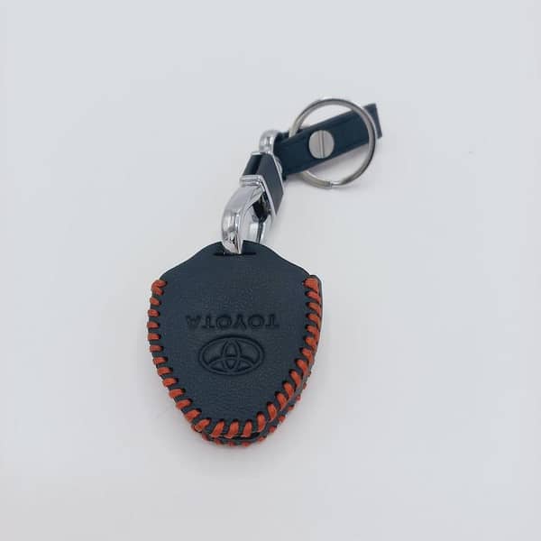 Toyota Leather 4 Button Key Cover with Key Chain