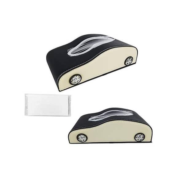 Car-Shaped Tissue Box in Black and Beige
