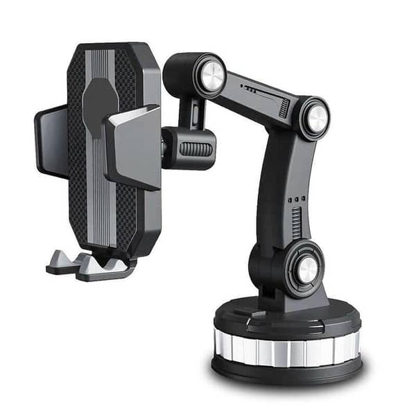 Universal Phone Holder for Dashboard, Windshield, and Window with One-Button Release and Strong Suction (Black)