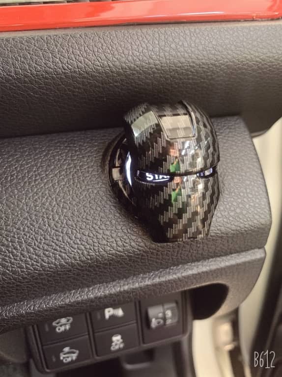 Carbon Fiber Push Start Button Cover in Iron Man Style