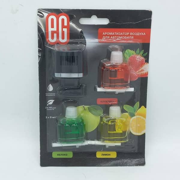 EC 3-in-1 Car AC Grill Air Freshener Set (Apple, Lemon, Strawberry)
